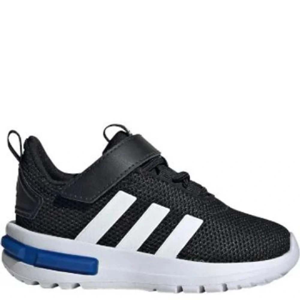 adidas Kids Black and White Slip-On Sneakers with Velcro Strap 8.5